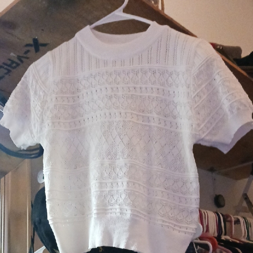 White Cardigan with Intricate Knit Design